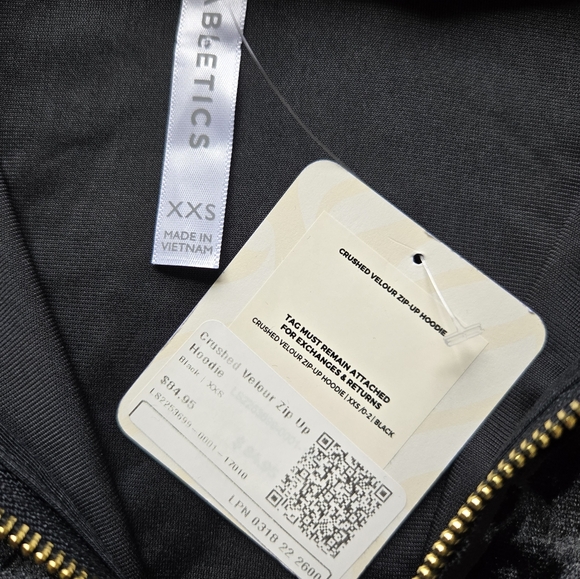 Fabletics black crushed velour zip up crop hoodie womens XXS - Picture 2 of 9